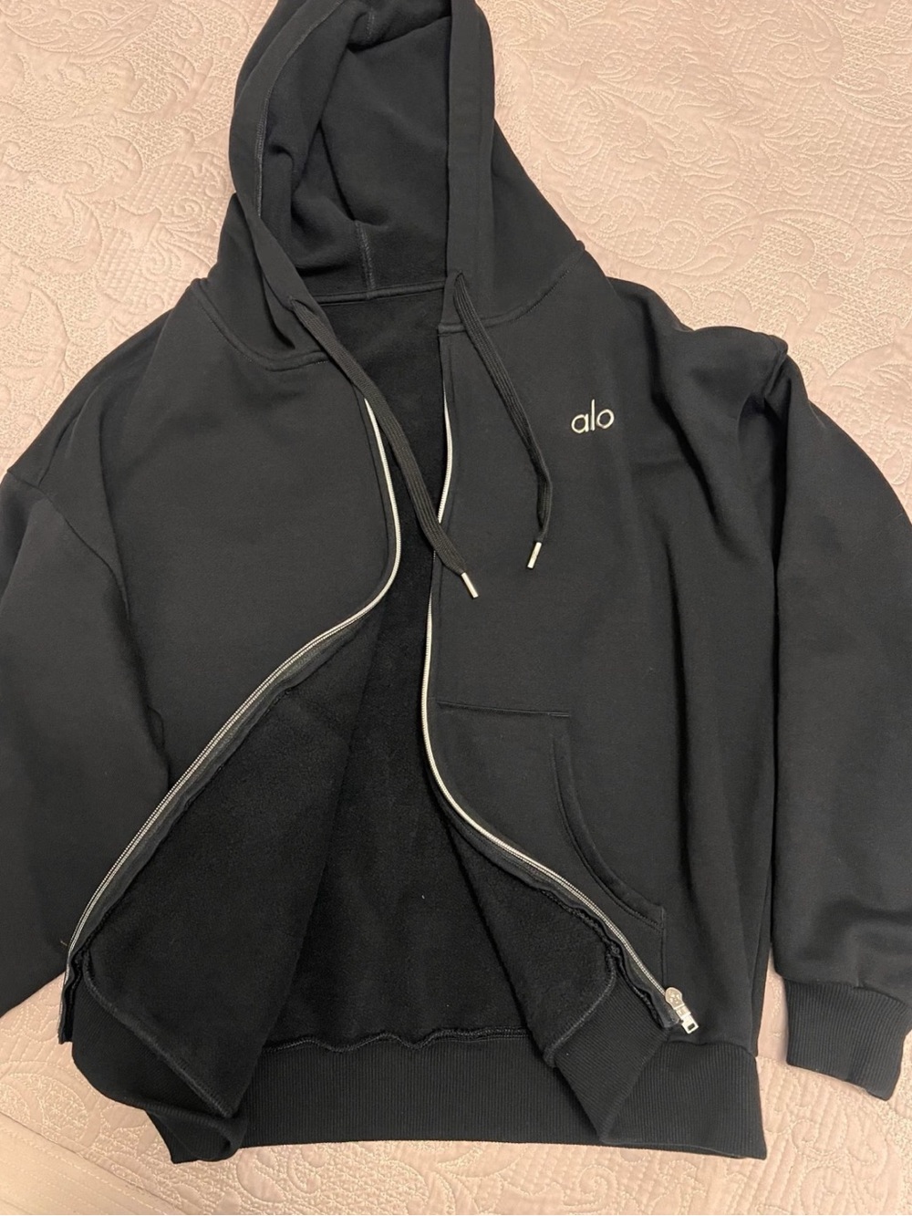 & Other Stories Black Zip-Up Hooded Performance Jacket